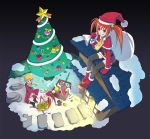  christmas christmas_tree fukukitaru gift hat orange_hair santa santa_costume santa_hat snow thigh-highs thighhighs twintails 