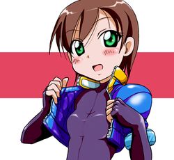  bodysuit brown_hair green_eyes kakki_(pixiv4742) kakkii oekaki rockman rockman_zx short_hair spandex 