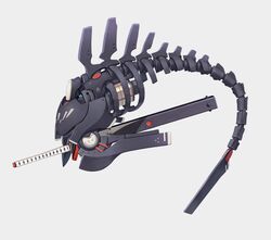  armor katana machine machinery mecha_musume oni original poco_(asahi_age) still_life sword weapon 