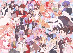  altera_(fate) animal_ears apron assassin_(fate/zero) bb_(fate)_(all) bb_(swimsuit_mooncancer)_(fate) benienma_(fate/grand_order) black_skin blush bow bowtie braid broom bunnysuit charles_babbage_(fate/grand_order) china_dress chinese_clothes cocktail_glass cup double_bun dress drinking_glass facial_hair facial_scar fate/grand_order fate_(series) feather_duster fionn_mac_cumhaill_(fate/grand_order) food fox_ears gloves goatee hassan_of_serenity_(fate) heart heart_hands hector_(fate/grand_order) ice_cream jack_the_ripper_(fate/apocrypha) juggling knife lancer_(fate/zero) long_hair maid maid_apron maid_headdress mata_hari_(fate/grand_order) necktie one_eye_closed oryou_(fate) pancake paul_bunyan_(fate/grand_order) paw_gloves paw_shoes paws qin_liangyu_(fate) rabbit_ears saint_martha sakamoto_ryouma_(fate) sara_(kurome1127) scar scar_across_eye scar_on_cheek shoes sparkle suzuka_gozen_(fate) tamamo_(fate)_(all) tamamo_cat_(fate) tan tattoo teapot v yan_qing_(fate/grand_order) 