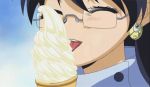  cap food gif glasses ice_cream licking nogami_aoi zettai_karen_children 