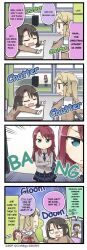 2others 4girls 4koma bang_dream! black_border classroom comic english_text hairclip hanasakigawa_school_uniform haneoka_school_uniform ichigaya_arisa long_sleeves official_art okusawa_misaki school_uniform speech_bubble translated udagawa_tomoe window winter_uniform x_hair_ornament