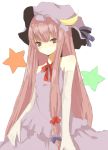  bad_id dress elbow_gloves gloves hair_ribbon hair_ribbons hat long_hair patchouli_knowledge purple_eyes purple_hair ribbon ribbons strapless_dress tetsuo touhou violet_eyes 