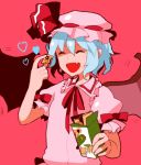  1girl bat_wings closed_eyes dada_(dolce) eating open_mouth remilia_scarlet smile solo touhou wings 