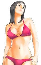  black_eyes black_hair breasts cleavage midriff navel nico_robin nyoro_(pixiv69753) one_piece swimsuit 