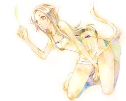  barefoot kneeling long_hair murasaki_takayuki neko_no_hito original shidatsu_takayuki tail 