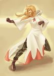  blonde_hair boots final_fantasy final_fantasy_tactics green_eyes hood momigara_(mmgrkmnk) nawashiro pantyhose punch punching robe solo torn_clothes twintails white_mage white_mage_(fft) 