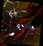  adachi_tohru baseball_bat battle dark_persona glasses hai izanagi magatsu_izanagi male narukami_yuu persona persona_4 protagonist_(persona4) sword weapon 