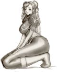  boots breasts capcom chun-li curvy double_buns large_breasts monochrome pantyhose street_fighter thighs 
