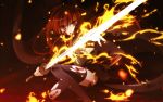  1920x1200 blood fire highres red_hair shakugan_no_shana shana sword thighhighs wallpaper weapon widescreen 