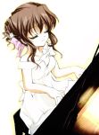  brown_hair closed_eyes dress instrument nogizaka_haruka nogizaka_haruka_no_himitsu piano piano_bench shaa 