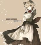  animal_ears blonde_hair cat_ears hina_(pico) holding maid maid_clothes pocket_watch short_hair solo watch yellow_eyes 