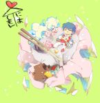  boota cake chibi chopsticks couple down eating food lying miniboy minigirl nia_teppelin obento obentou pastry simon tengen_toppa_gurren_lagann yuriko_(kkk9) yuriko_(pixiv63067) 
