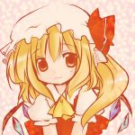  blonde_hair bust face flandre_scarlet futami_yayoi hat red_eyes sad side_ponytail solo touhou v_arms wings 