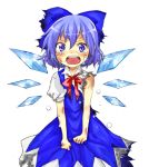  blue_hair bow cirno miya_(artist) miya_(tsumazukanai) scorch_marks short_hair tears torn_clothes touhou wings 