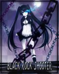  bikini bikini_top black*rock_shooter black_hair black_rock_shooter black_rock_shooter_(character) blue_eyes chain chains long_hair mosho pale_skin shorts solo swimsuit twintails 