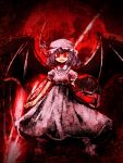  hat polearm remilia_scarlet ribbon ribbons short_hair spear spear_the_gungnir touhou ukyo_rst weapon wings 