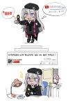  2girls anyan_(jooho) beret cellphone crying crying_with_eyes_open desert_tech_mdr door english_text flip_phone girls_frontline gloves hat heterochromia highres lamp m200_(girls_frontline) mdr_(girls_frontline) mouse_(computer) mousepad multiple_girls phone recording table tears worried youtube youtube_logo 