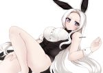  1girl animal_ears blonde_hair bunny_girl bunny_tail bunnysuit detached_collar edelgard_von_hresvelg fake_animal_ears fire_emblem fire_emblem:_three_houses hair_ornament hair_ribbon leotard long_hair looking_at_viewer plushcharm rabbit rabbit_ears ribbon simple_background strapless strapless_leotard tail wrist_cuffs 