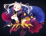  1girl black_background black_legwear breasts bridal_gauntlets female_my_unit_(fire_emblem:_kakusei) fire_emblem fire_emblem:_kakusei fire_emblem_awakening fire_emblem_cipher gimurei grima_(fire_emblem) hair_ornament intelligent_systems large_breasts mogemogehakumai my_unit_(fire_emblem:_kakusei) nintendo parted_lips red_eyes reflet robin_(fire_emblem) robin_(fire_emblem)_(female) simple_background solo twintails underboob white_hair 