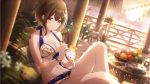  bikini blush brown_eyes brown_hair idolmaster idolmaster_shiny_colors kuwayama_chiyuki long_hair 