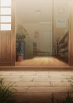  air_conditioner bakemono basket calendar_(object) clock commentary curtains flower food glass grass highres no_humans original picture_(object) plant poster potted_plant scenery shelf shoes sliding_doors table television umbrella wooden_floor 