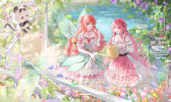  animal animal_costume animal_print artist_request bare_shoulders bead_necklace beads belt birdcage black_belt black_bow black_ribbon blue_butterfly bouquet bow bow_choker bowtie bra_strap brown_eyes bug butterfly butterfly_print cage cat chinese_commentary choker clothed_animal commentary_request commission cosplay curly_hair day dot_nose dress dress_flower eyelashes fairy fairy_wings flower frilled_shirt frilled_skirt frilled_sleeves frills garden gown green_butterfly green_eyes green_wings hair_bow hair_flower hair_ornament hair_ribbon hand_in_own_hair happy highres holding holding_bouquet holding_watering_can infinity_nikki jewelry kigurumi lake light_blush lily_pad long_dress long_hair long_sidelocks long_sleeves loose_hair_strand low_twintails medium_skirt momo_(nikki) necklace nikki_(series) off-shoulder_dress off-shoulder_shirt off_shoulder official_alternate_costume open_mouth orange_flower orange_hair orange_rose original outdoors panda_costume path perfect_start_(infinity_nikki) pink_bow pink_bowtie pink_butterfly pink_choker pink_flower pink_hair pink_ribbon pink_rose pink_skirt pleated_skirt print_dress puffy_long_sleeves puffy_short_sleeves puffy_sleeves purple_flower red_flower ribbon rose sample_watermark second-party_source see-through_clothes see-through_sleeves shirt short_sleeves sidelocks single_stripe sitting skirt smile snowflake_print sparkle standing star_(symbol) star_necklace striped_choker too_many_watermarks transparent_wings tress_ribbon twintails very_long_hair watering_can watermark wavy_hair white_cat white_dress white_shirt white_skirt wings 