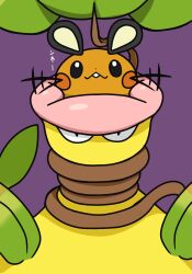  dedenne highres jillbazone leaf looking_at_viewer mega_victreebel no_humans orange_fur plant pokemon pokemon_(creature) purple_background simple_background victreebel vines 