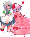  braid hair_ribbon hair_ribbons hat i_chi izayoi_sakuya maid remilia_scarlet ribbon ribbons short_hair silver_hair touhou 