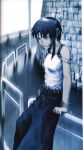  absurdres artbook blue hair_ornament hairclip highres iwakura_lain monochrome muted_color official_art scan serial_experiments_lain yoshitoshi_abe 