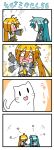  0_0 4koma :&lt; akita_neru blush cat chibi chibi_miku comic hatsune_miku heart minami_(colorful_palette) o_o petting silent_comic sweat tsundere vocaloid 