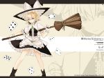  blonde_hair boots broom card cards floating_card frills gloves hat highres kirisame_marisa takaharu touhou wallpaper witch witch_hat 