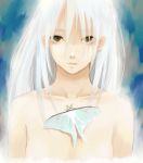  bare_shoulders butterflies long_hair moth re:i solo topless white_hair yellow_eyes 