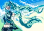  bad_id cosplay glasses hatsune_miku navel tanupo twintails vocaloid 