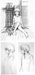  absurdres artbook hair_ornament hairclip highres iwakura_lain monochrome official_art scan serial_experiments_lain traditional_media yoshitoshi_abe 