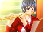  flute game_cg inmu_gakuen instrument purple_eyes sakuragi_yuzuka school_uniform short_hair violet_eyes 