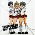  3girls highres ikkitousen ikkitousen_great_guardians kneepits long_hair navel plaid plaid_skirt ryofu_housen ryomou_shimei school_uniform short_hair skirt sonsaku_hakufu tartan 