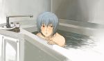  bare_shoulders bath bathtub blue_hair neon_genesis_evangelion nude numa_(pixiv172411) red_eyes short_hair 