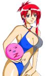  beachball blue_eyes breasts broccoli casual_one-piece_swimsuit cleavage erect_nipples forte_stollen galaxy_angel lowres normad one-piece_swimsuit red_hair redhead swimsuit 