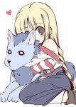  bare_shoulders blonde_hair hug lieza long_hair lowres paundit tokyo wolf 