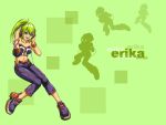  1024x768 bare_shoulders beatmania beatmania_iidx bemani bracelet erika goli_matsumoto green_hair midriff ponytail wallpaper 