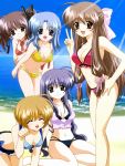  :p beach bikini black_eyes blonde_hair blue_eyes blue_hair breasts brown_eyes brown_hair cleavage closed_eyes final_approach long_hair masuda_shizuka menou_yurika mizuhara_akane moriya_miki multiple_girls mutsu_emiho short_hair swimsuit tongue v 