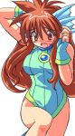  brown_eyes brown_hair lowres muneyuki_puniness(artist) one-piece_swimsuit open_mouth swimsuit 