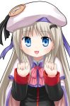  blue_eyes buttons cape hat large_buttons little_busters! little_busters!! long_hair nagian noumi_kudryavka silver_hair 