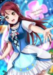  1girl artist_name birthday breasts character_name check_commentary choker collarbone commentary_request dated english_text hair_ornament happy_birthday highres long_hair love_live! love_live!_sunshine!! redhead sakurauchi_riko short_sleeves small_breasts solo water_blue_new_world xiaoxin041590 yellow_eyes 