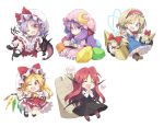  &gt;:) 5girls :/ :d ;d ^_^ alice_margatroid ascot bat bat_wings blonde_hair blue_dress blue_eyes blush book boots bow capelet chibi closed_eyes commentary_request crescent crescent_moon_pin cross-laced_footwear crossed_legs crystal dress dress_shirt eyebrows_visible_through_hair fangs flandre_scarlet frills full_body hair_ribbon hairband hands_together happy hat hat_bow head_wings heart highres holding holding_book jewelry kneeling koakuma lavender_hair lolita_hairband long_hair looking_at_viewer low_wings mob_cap multiple_girls one_eye_closed open_mouth outstretched_arms patchouli_knowledge pointy_ears polearm puffy_short_sleeves puffy_sleeves purple_dress purple_hair reading red_eyes red_legwear redhead remilia_scarlet ribbon ring satou_kibi shanghai_doll shield shirt shoes short_hair short_sleeves side_ponytail sidelocks simple_background sitting skirt skirt_set slit_pupils smile socks spear spread_arms striped striped_dress thumb_ring touhou tower tress_ribbon vertical_stripes very_long_hair vest violet_eyes weapon white_background white_shirt wings wrist_cuffs yellow_neckwear |_| 