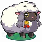  1other animal_ears artist_name black_eyes commentary creatures_(company) game_freak gen_8_pokemon heart highres horns nintendo no_humans olm_digital pokemon pokemon_(anime) pokemon_(creature) pokemon_(game) pokemon_swsh sheep smile woofzilla wooloo 