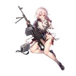  1girl ammunition_belt animal_hood baggy_clothes bangs black_gloves breasts cat_hood closed_mouth covering_mouth dirty dsmile eyebrows_visible_through_hair fingerless_gloves frown full_body girls_frontline gloves gun holding holding_gun holding_weapon hood hood_down hooded_jacket jacket large_breasts leotard long_hair machine_gun magazine_(weapon) nail_polish official_art open_clothes open_jacket pink_hair pocket purple_footwear purple_legwear purple_nails reclining red_eyes scope shiny shiny_skin shoes sidelocks sitting skindentation sneakers socks solo strap taut_clothes taut_leotard thigh_strap thighs torn_clothes torn_jacket torn_legwear torn_leotard transparent_background tripod turtleneck ukm-2000 ukm-2000_(girls_frontline) watermark weapon 