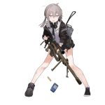  1girl :3 astg backpack bag bangs black_neckwear blush bolt_action cheytac_m200 falling full_body girls_frontline gun hair_between_eyes headphones headphones_around_neck holding holding_gun holding_weapon jacket legs long_hair long_sleeves looking_at_viewer m200_(girls_frontline) necktie official_art open_mouth rifle scope shell shirt shoes silver_hair skirt sneakers sniper_rifle socks solo torn_clothes torn_necktie torn_neckwear torn_shirt torn_skirt transparent_background unbuttoned violet_eyes weapon 