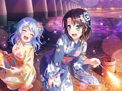  bang_dream! black_eyes blush brown_hair okusawa_misaki short_hair yukata 